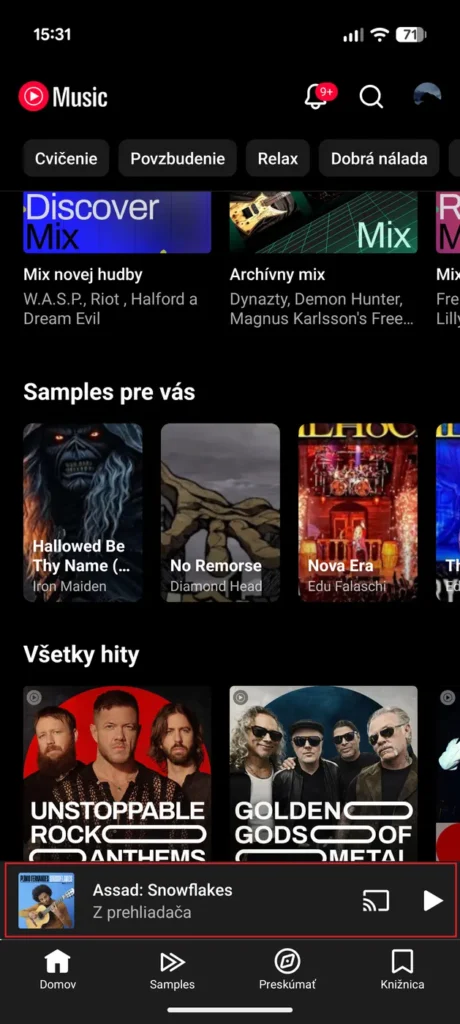 YouTube Music synchronizácia skladieb