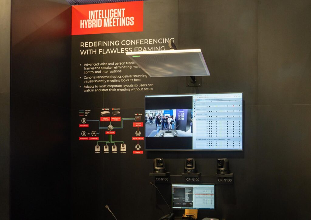 Inteligentný hybridný míting vybavený PTZ kamerami Canon