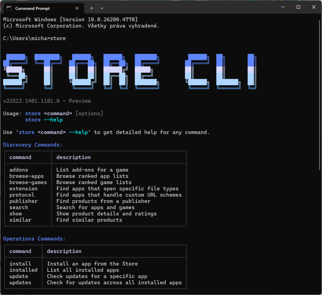 Microsoft Store CLI