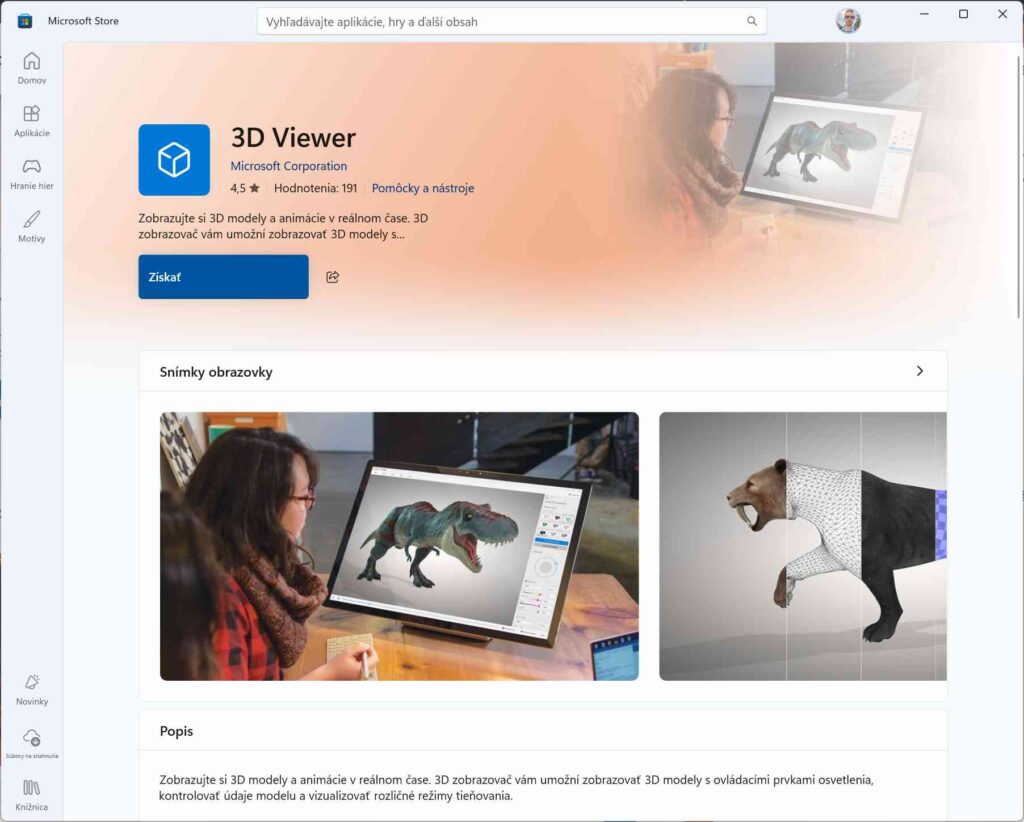 Windows 11 aplikácie Microsoft store 3D Viewer