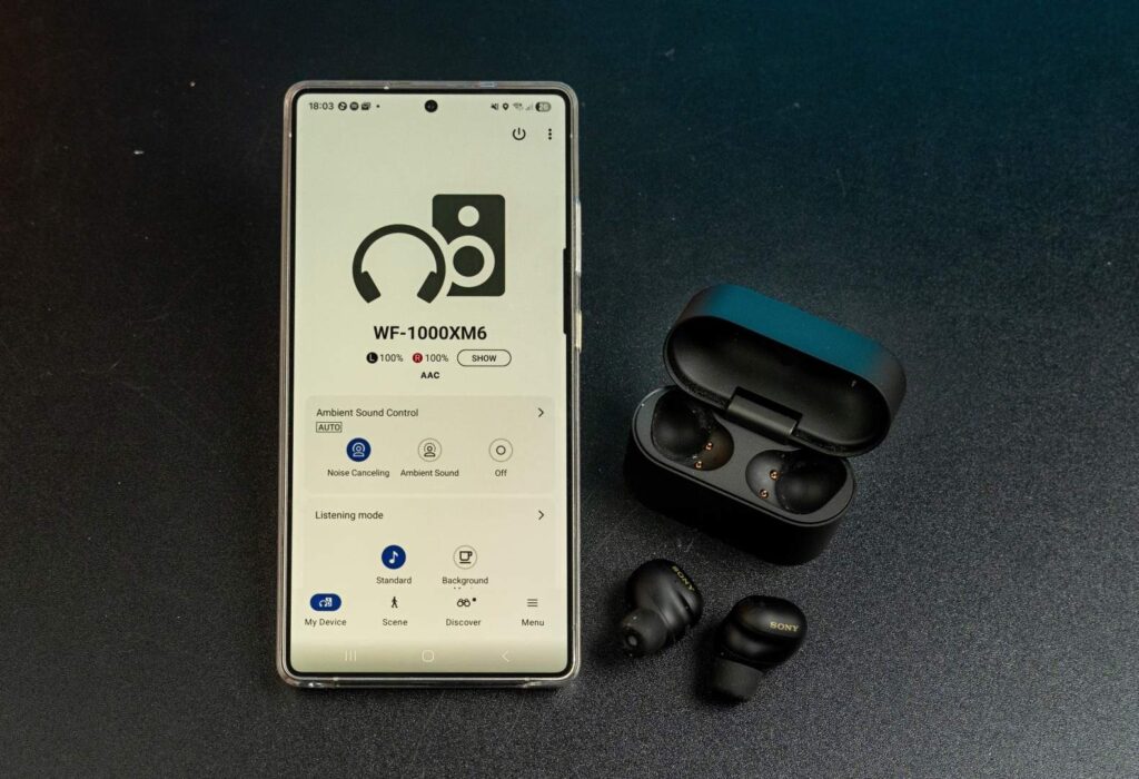 Mobilná aplikácia Sony Sound Connect spojená so slúchadlami WF-1000XM6