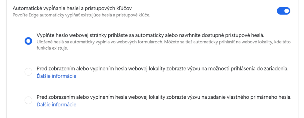microsoft edge hesla nastavenia