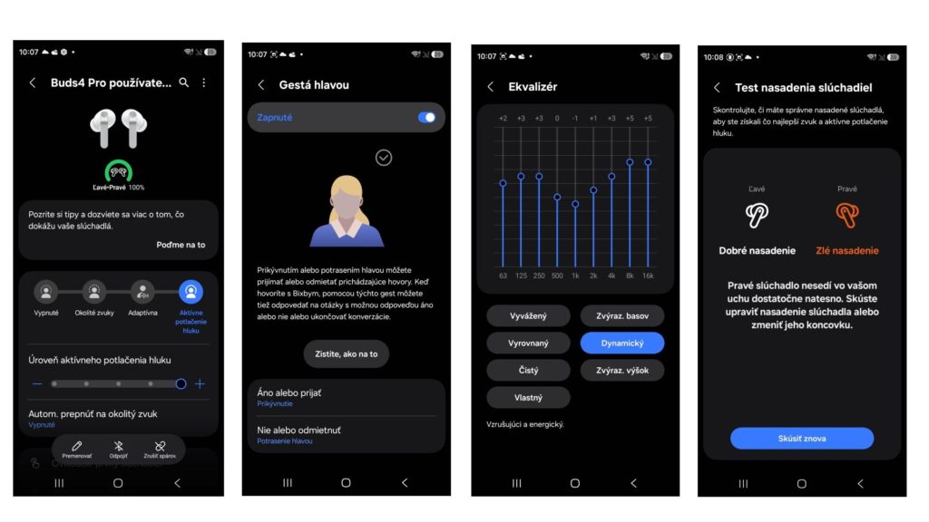 Nastavenie slúchadiel Galaxy Buds4 Pro