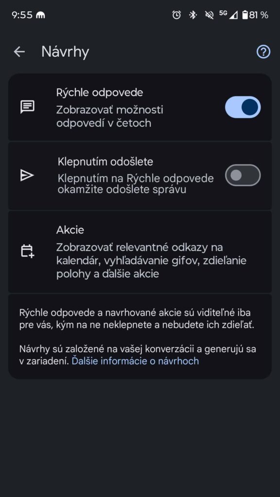 Google Spravy navrhy