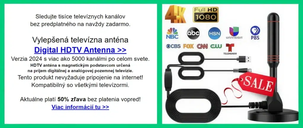 Zavádzajúca reklama na jednoduchú televíznu anténu 