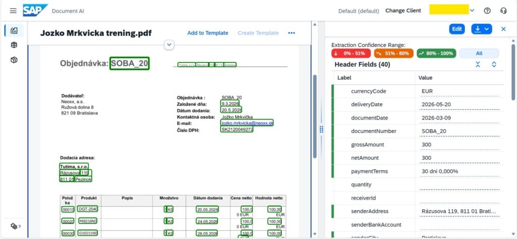 Príklad automatického spracovania došlej objednávky