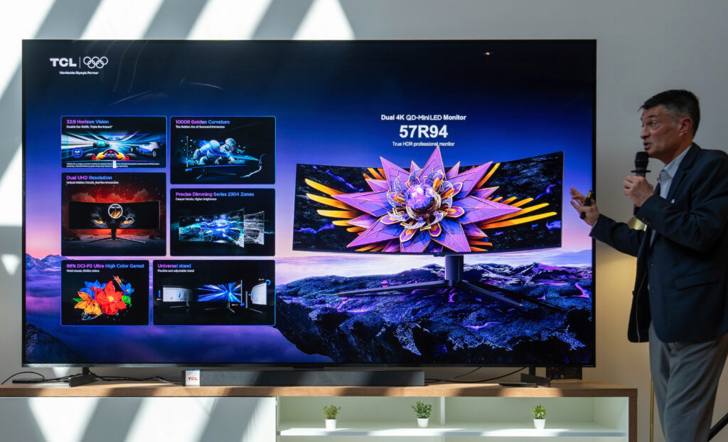 57-palcový zakrivený herný monitor R94 od TCL