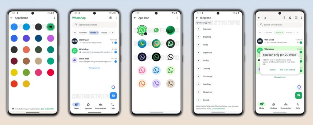 Nové funkcie predplatného WhatsApp Plus