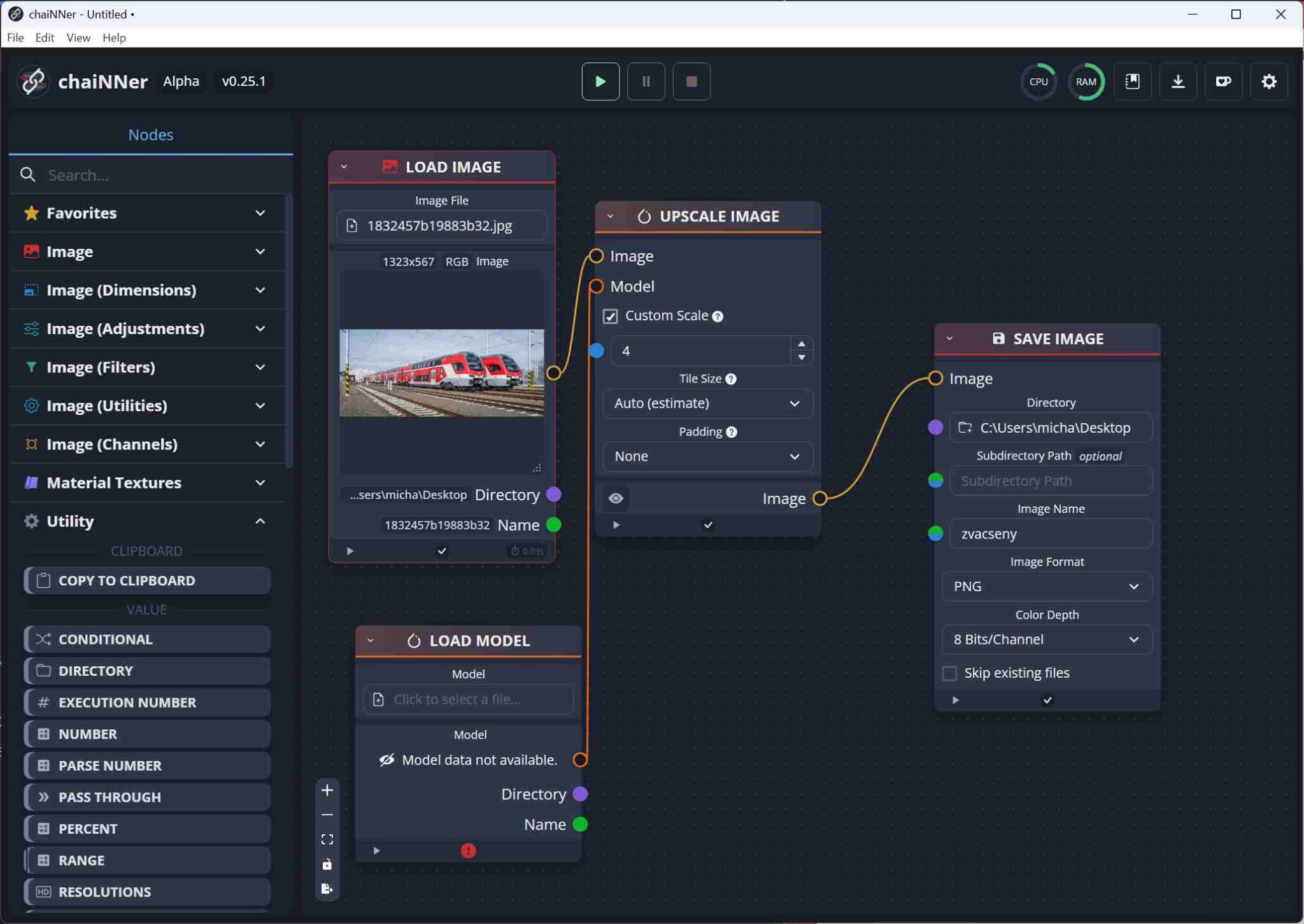 chaiNNer funguje na zväčšenie obrázkov a automatické úpravy