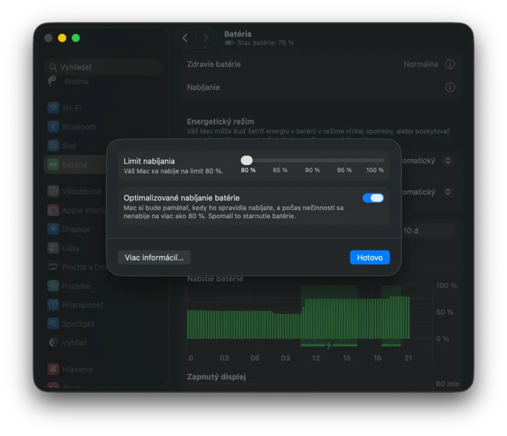 macOS 26.4 pridáva možnosť nastaviť obmedzenie nabíjania batérie