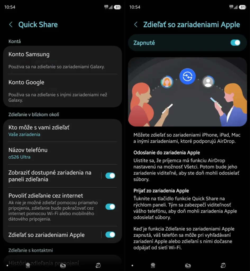 Podpora pre AirDrop v smartfóne Galaxy S26 Ultra