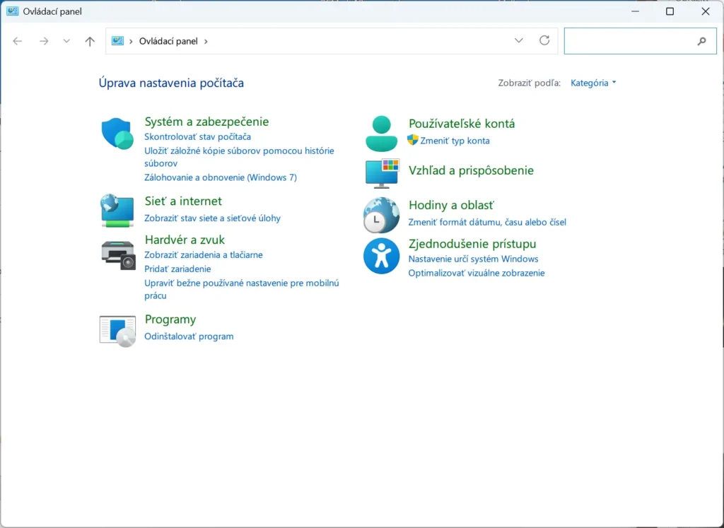ovladaci panel windows 11