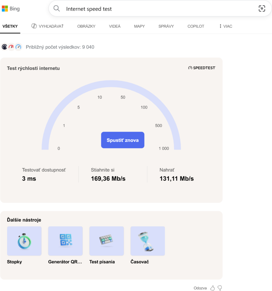 rychlost internetu windows