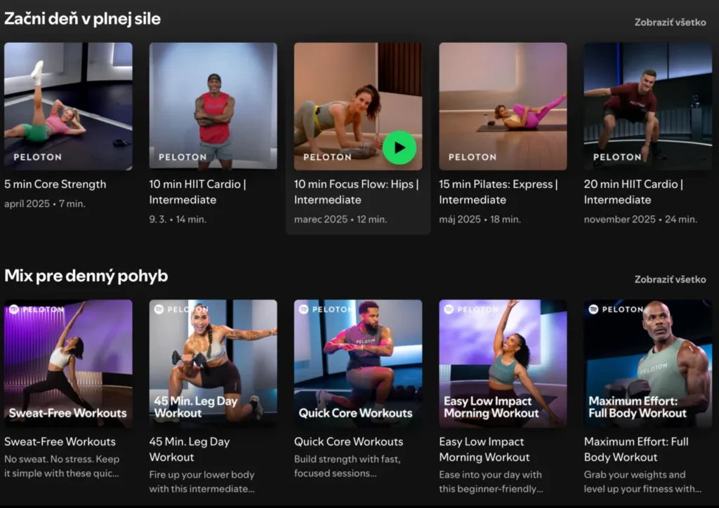 Nová sekcia Fitness v Spotify