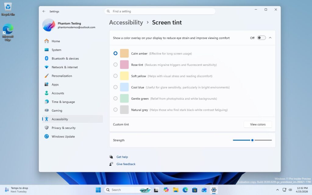 Windows 11 Screen tint