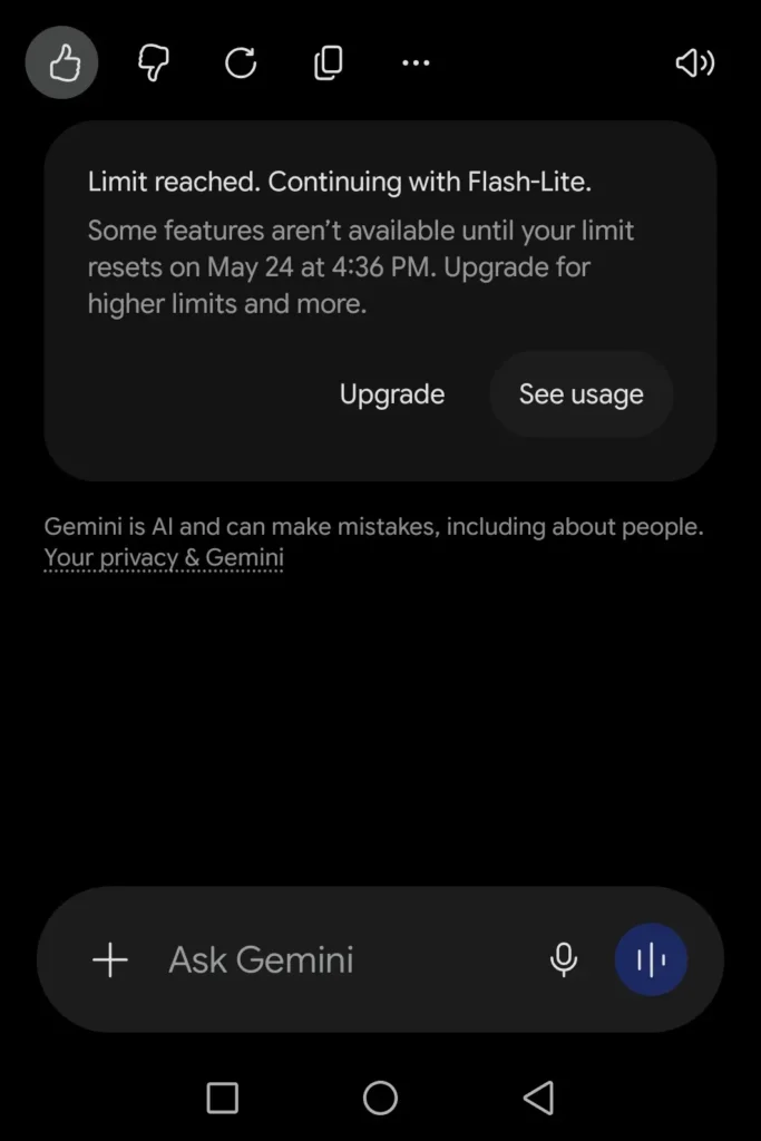 gemini AI limity