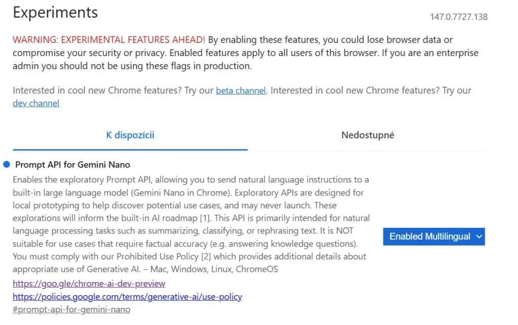 google AI settings