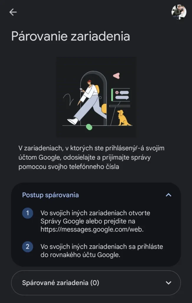 google spravy prepojenie qr