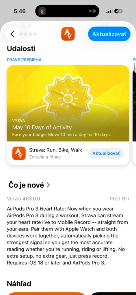 Aktualizácia aplikácie Strava na verziu 463 prináša podporu pre meranie tepu pomocou AirPods Pro 3