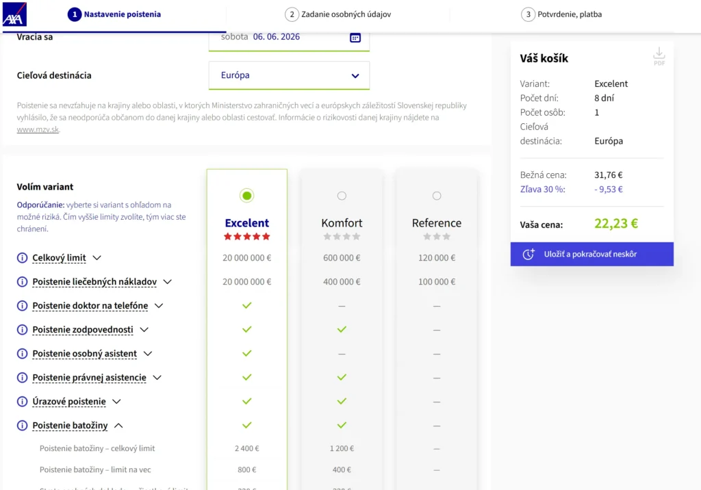 AXA cestovne poistenie