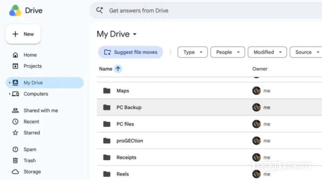 Suggest file moves v Google Disku