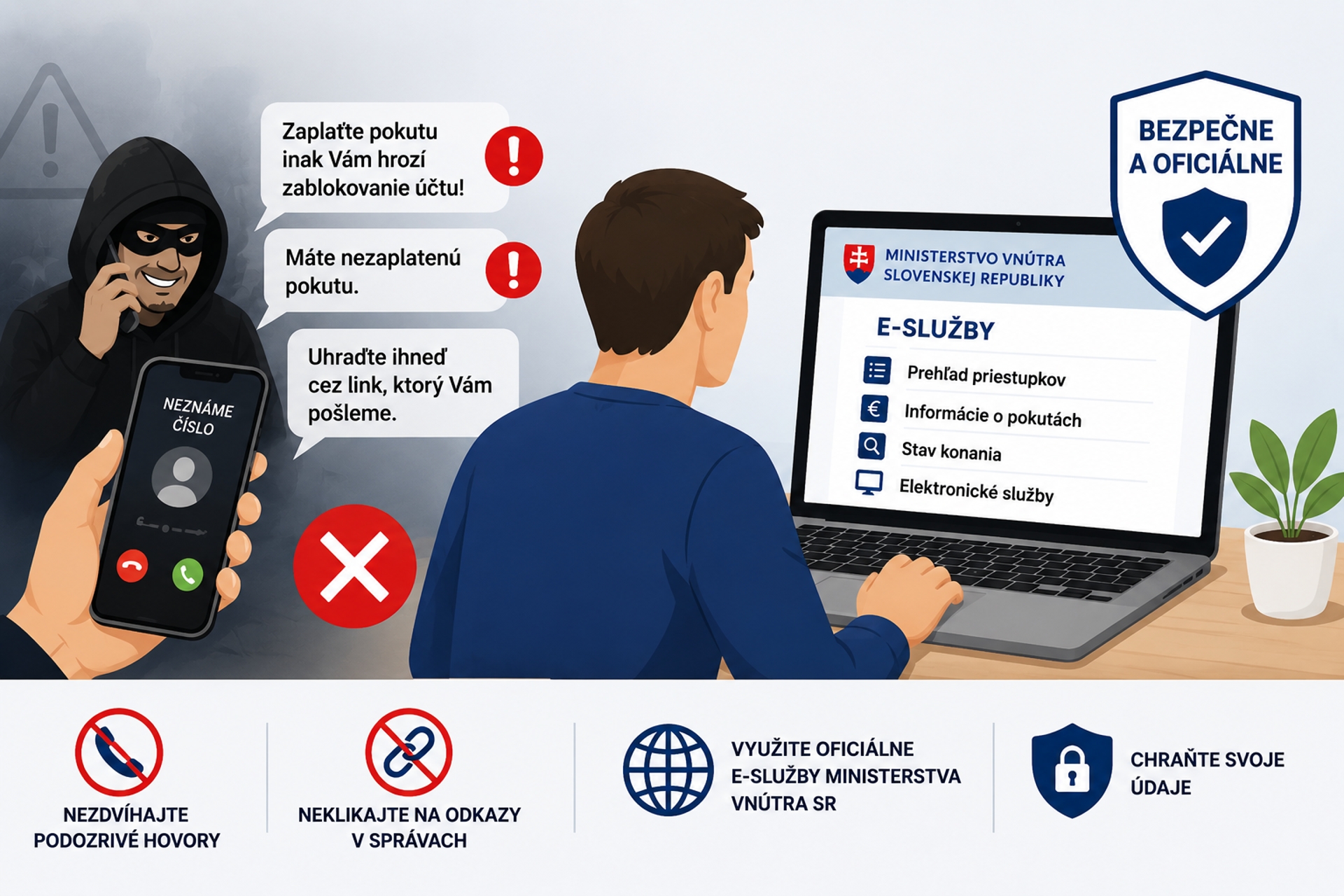 Nereagujte na podvodníkov. Všetko o priestupkoch, zistíte pomocou e-služieb ministerstva vnútra