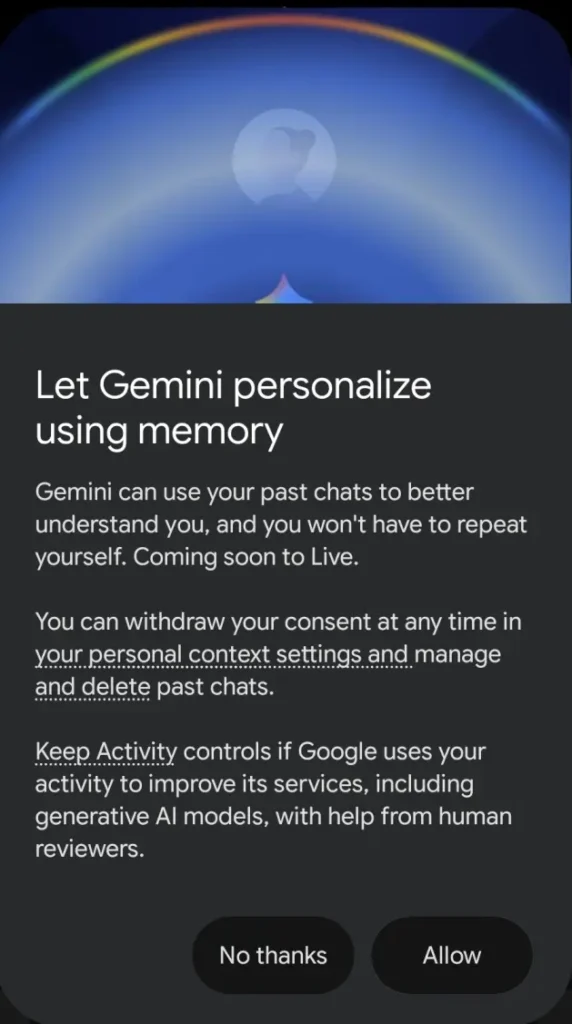 gemini live pamat