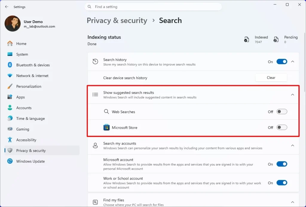windows search start