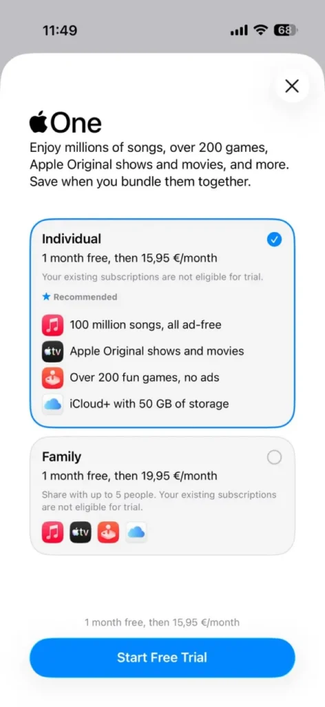 Ceny predplatného balíka Apple One na Slovensku