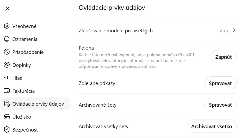 chatgpt zdielanie