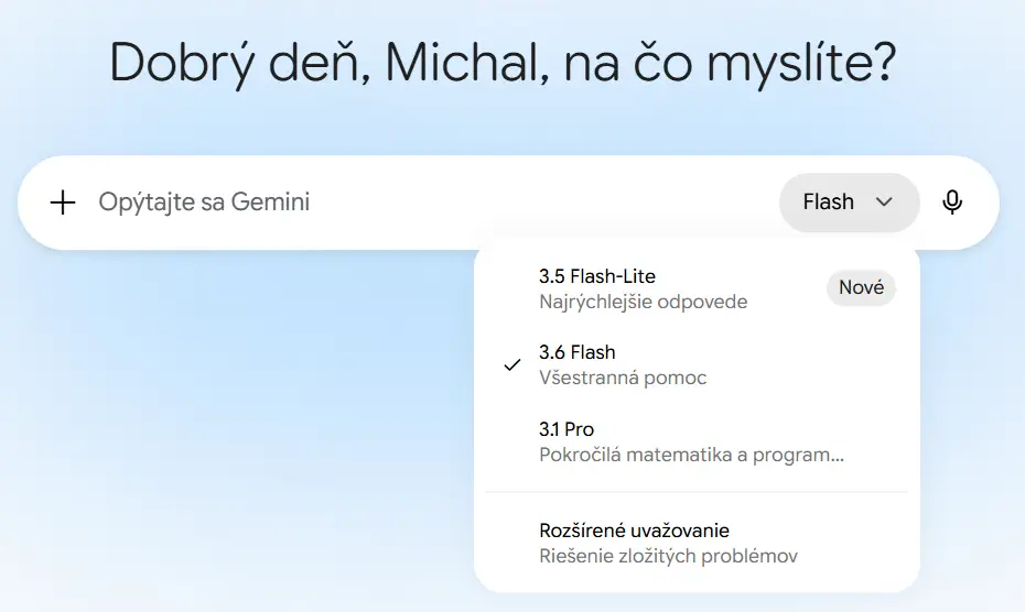 gemini web model vyber