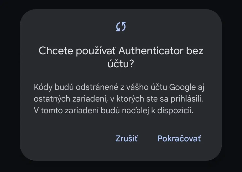 google authenticator zaloha