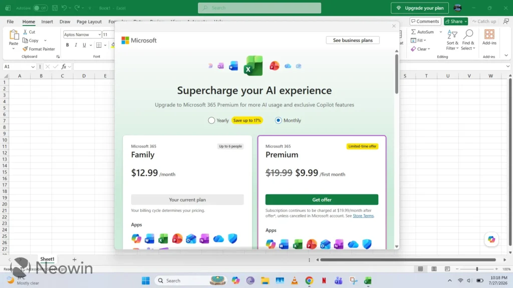 microsoft excel premium reklama