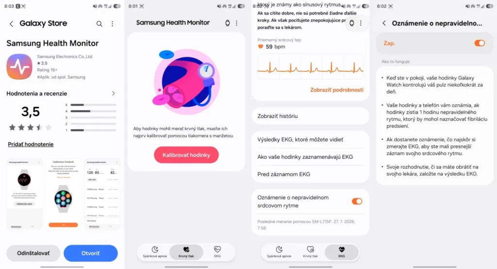 Monitorovanie nepravidelného srdcového rytmu pomocou hodiniek Samsung Galaxy Watch