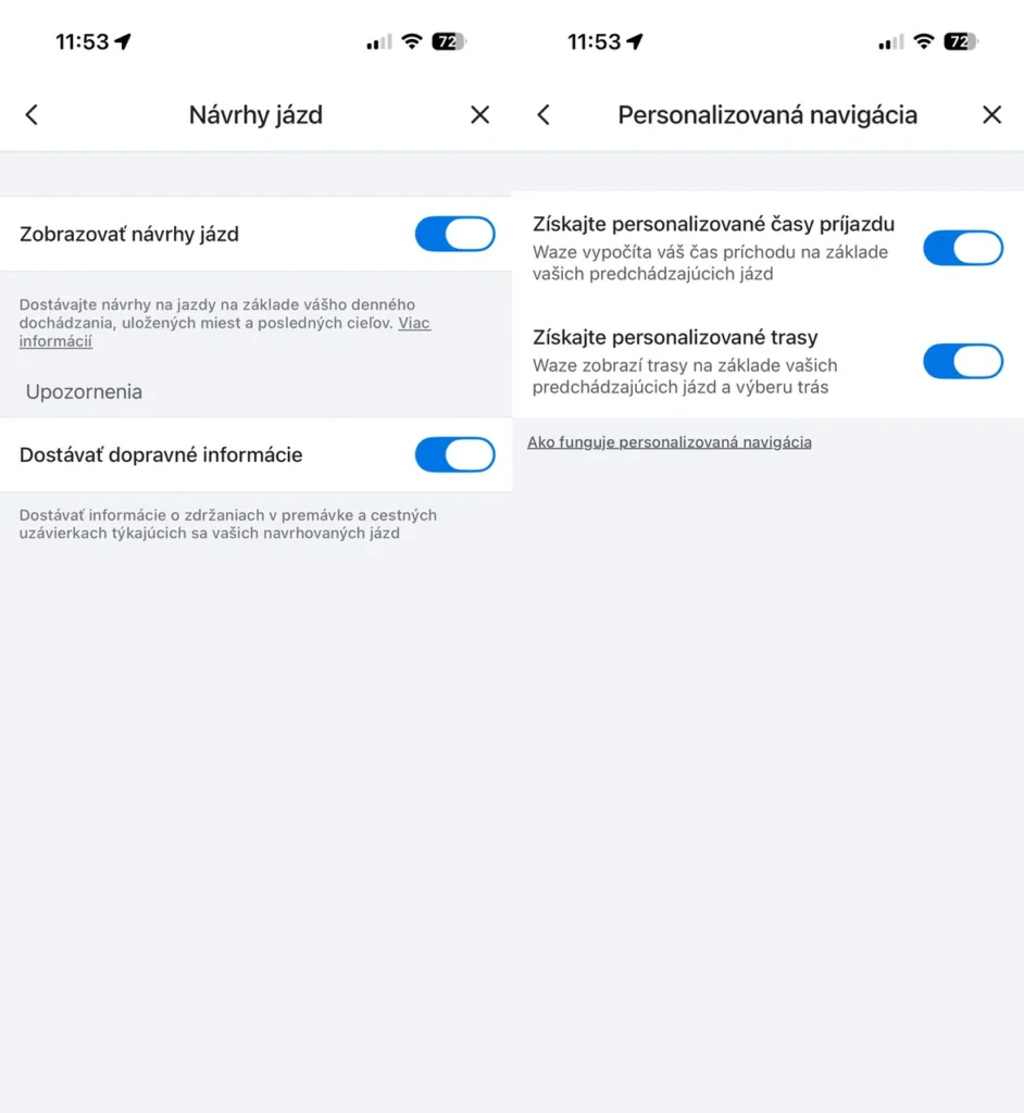 Nastavenie personalizovanej navigácie v službe Waze