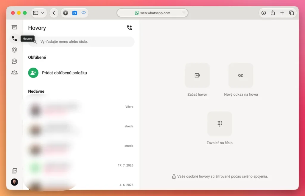 Webové rozhranie služby WhatsApp už podporuje audio aj video hovory