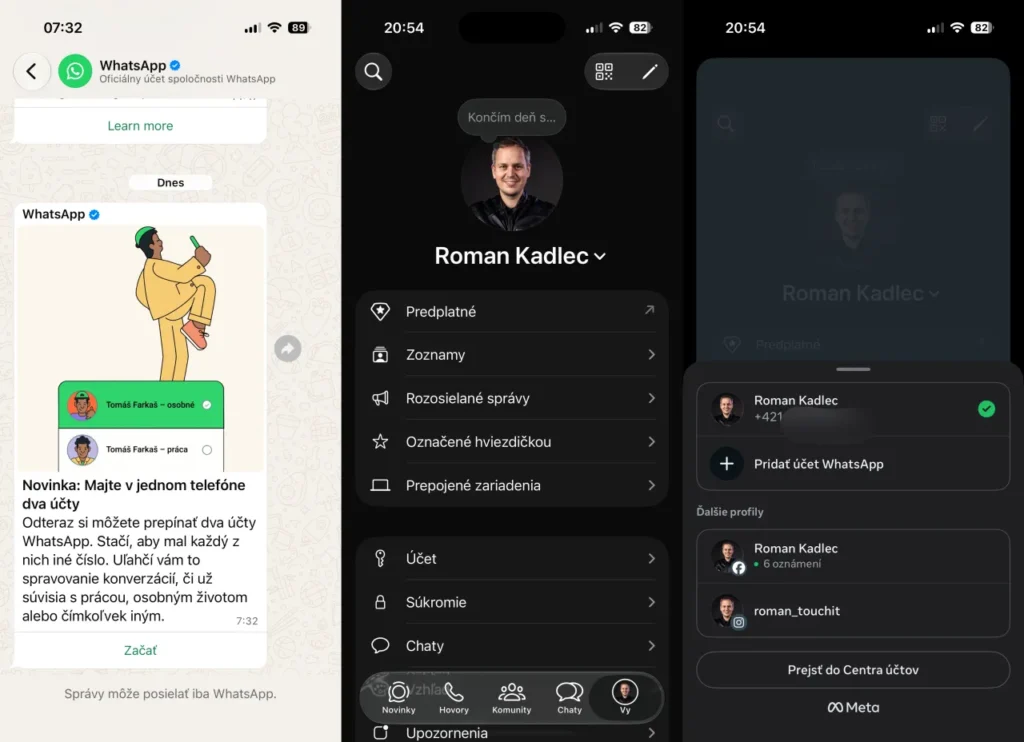 Pridanie viacerých WhatsApp účtov na iPhone