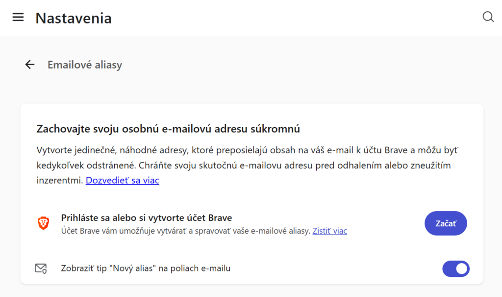 Brave Email Alias