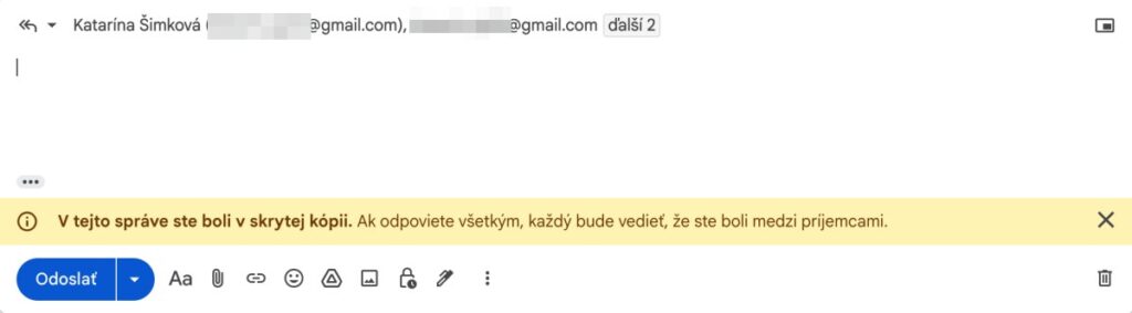 Gmail informuje o skrytej kópii