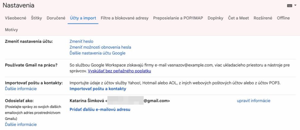 Viacero účtov v službe Gmail