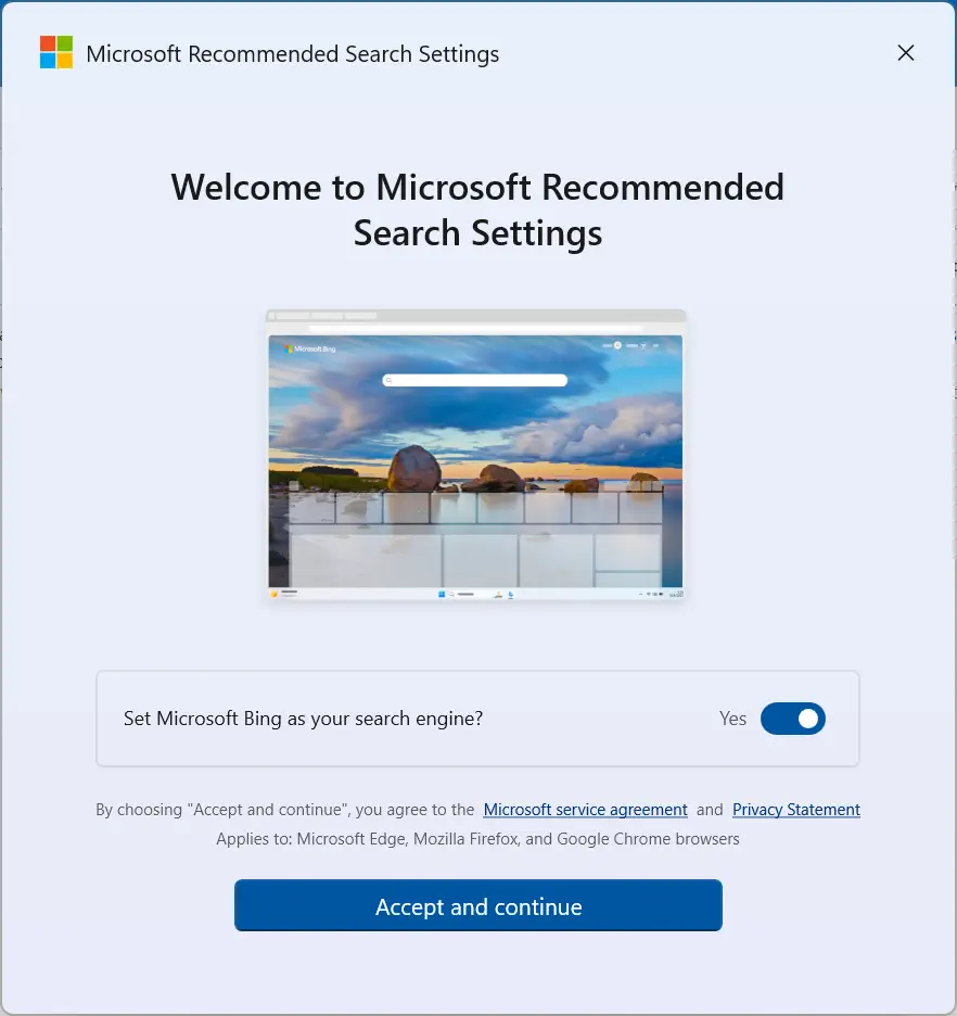 Microsoft Recommended Search Settings