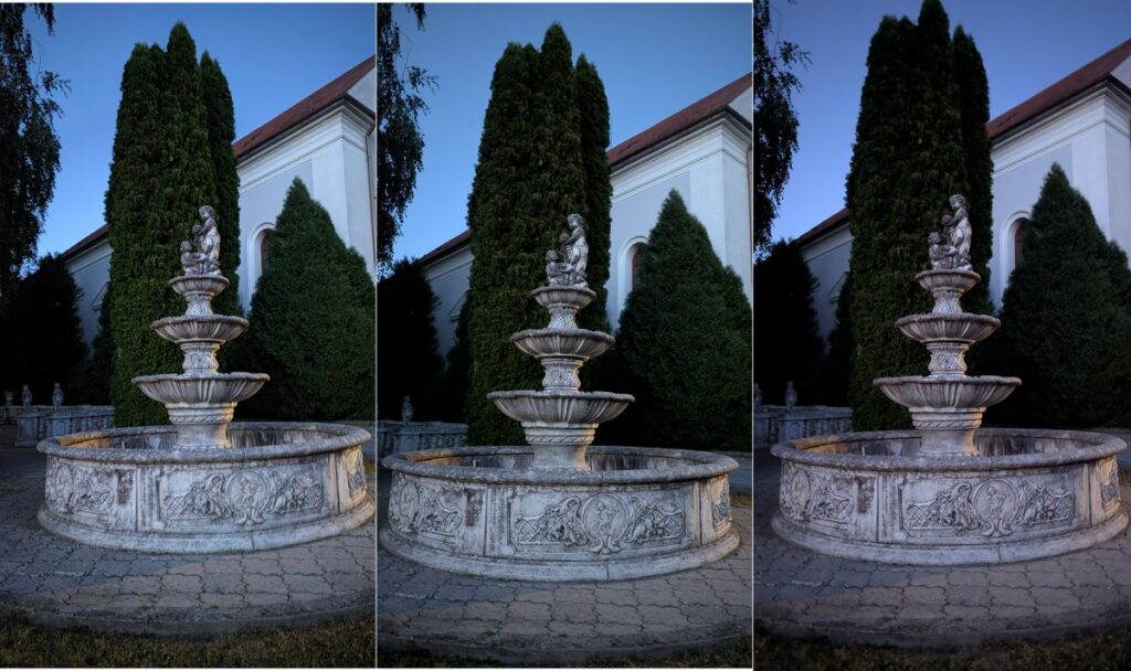 Porovnanie fotiek Pixel 9, 10 a 11 (zľava)