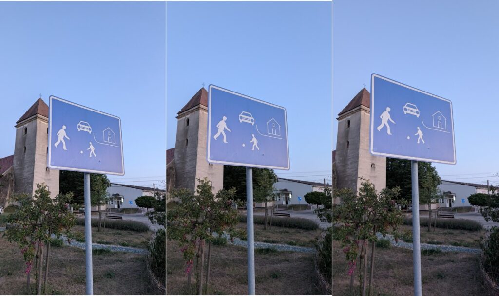 Porovnanie fotiek Pixel 9, 10 a 11 (zľava)