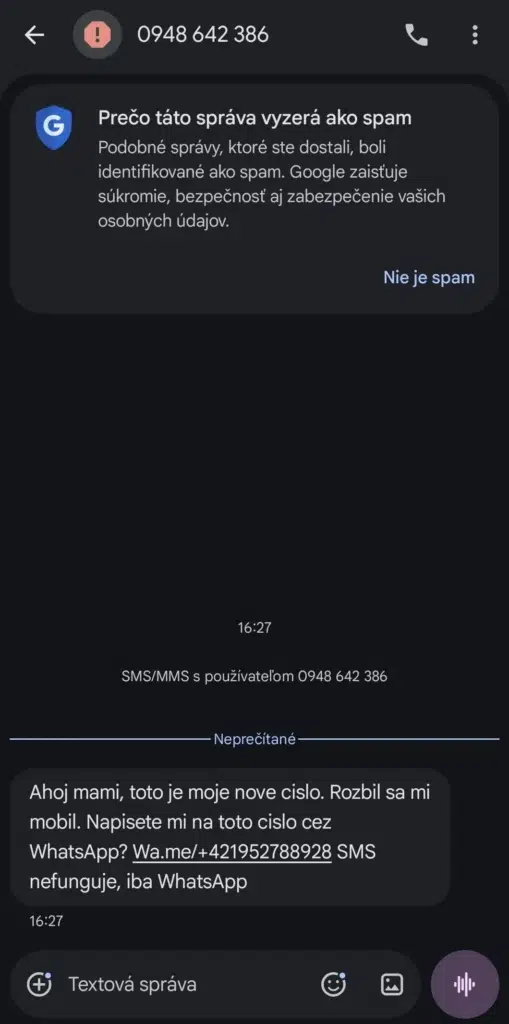 google sms ochrana spam