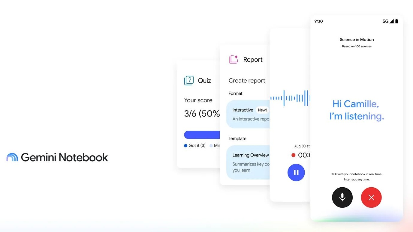 Gemini Notebook môžu mať študenti zadarmo a chystá sa hlasová podpora