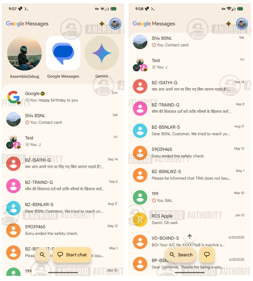 google spravy redizajn