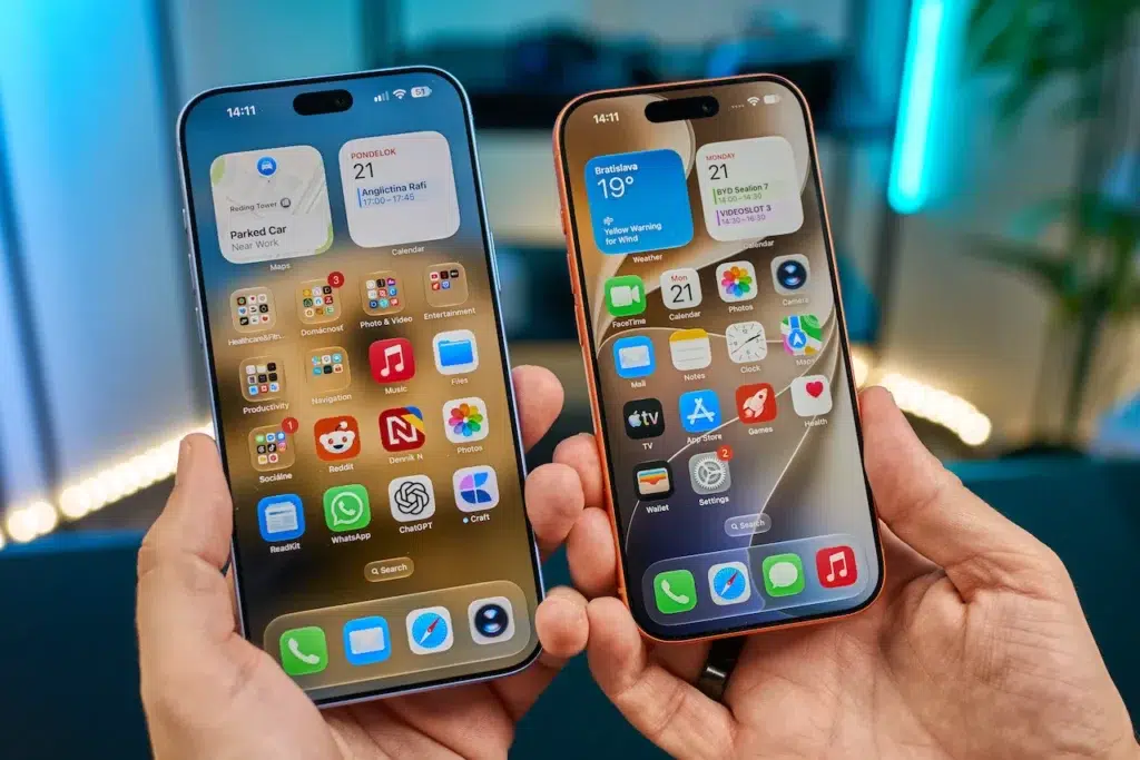 iPhone 18 Pro Max (vľavo) a iPhone 17 Pro (vpravo)
