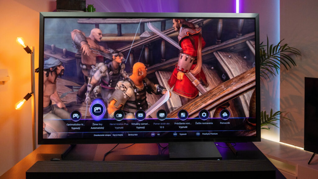 Herný režim na OLED televízore Samsung S99H