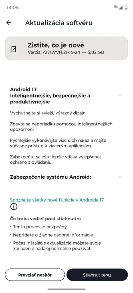 Motorola Signature dostáva Android 17