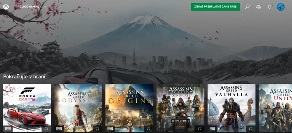 XBOX Cloud Gaming v rámci predplatného Game Pass